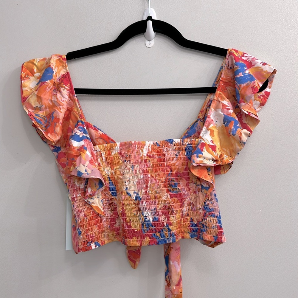 Maaji Womens Supernova Peplum Beachwear Crop Top Floral Ruffle Crop Top — image 7 of 8